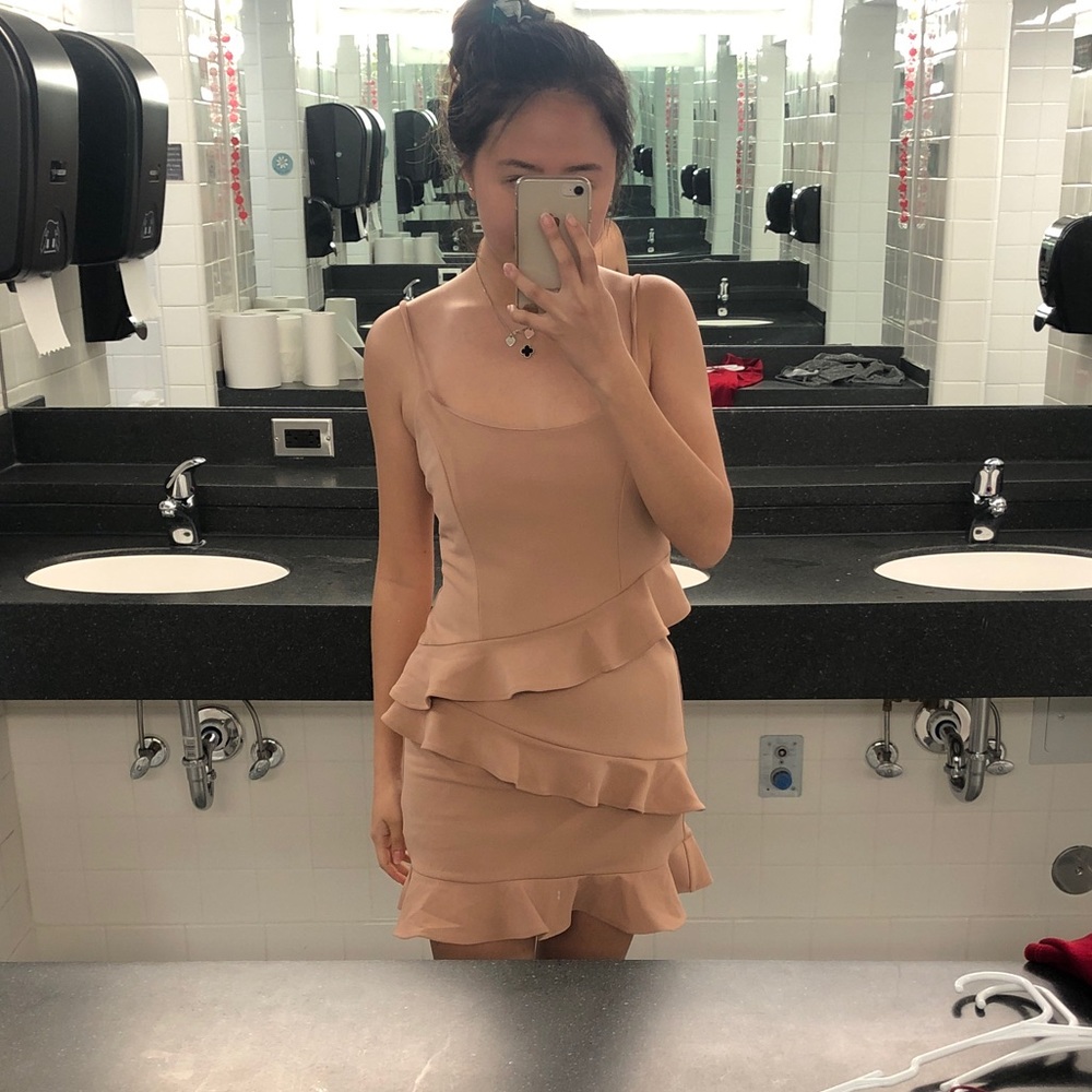 Pink Forever 21 Bodycon Dress with Ruffles